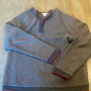 Carbon to cobalt three-quarter zip hooded sweater